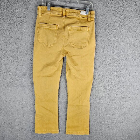 PAIGE Jeans Women’s 26 Yellow Colette Crop Flare Classic Ankle Pant - Picture 2 of 11